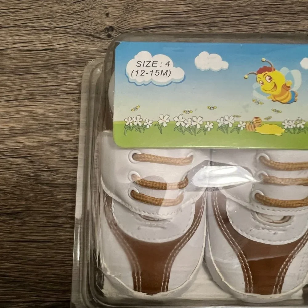 NEW Little Bees Brown White Baby Toddler Shoes 3-6mos 6-9mos 9-12mos 12-15mos